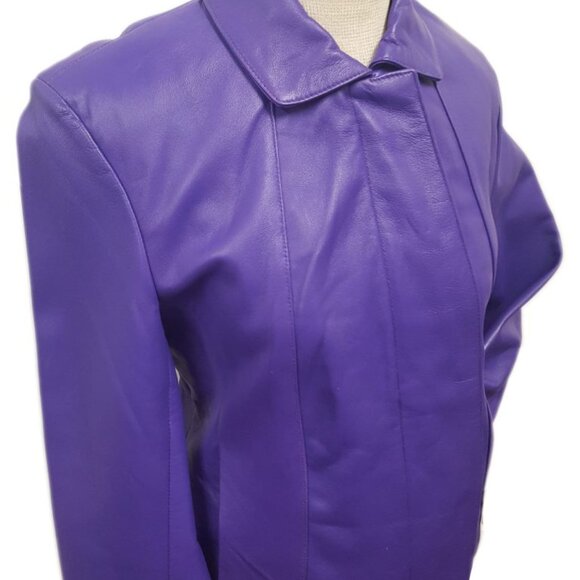 Women’s Soft Leather Single Overlap Lapel Short Exclusive Jacket 7 Color's - Picture 9 of 14